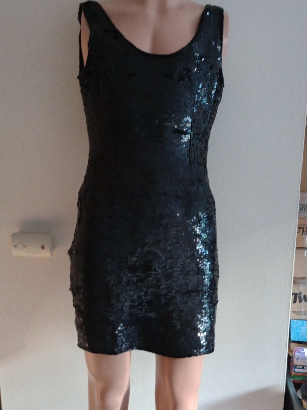 Laurence Kazar Black Sequin Mini Dress